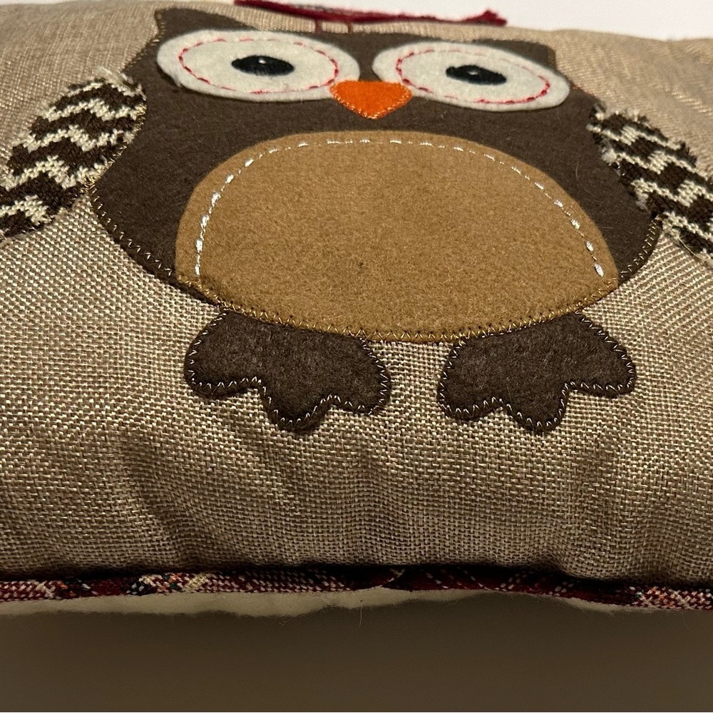 Vintage Square Owl and Bird Decorative Accent Pillow Cottage Core Earth Tones - Picture 2 of 8